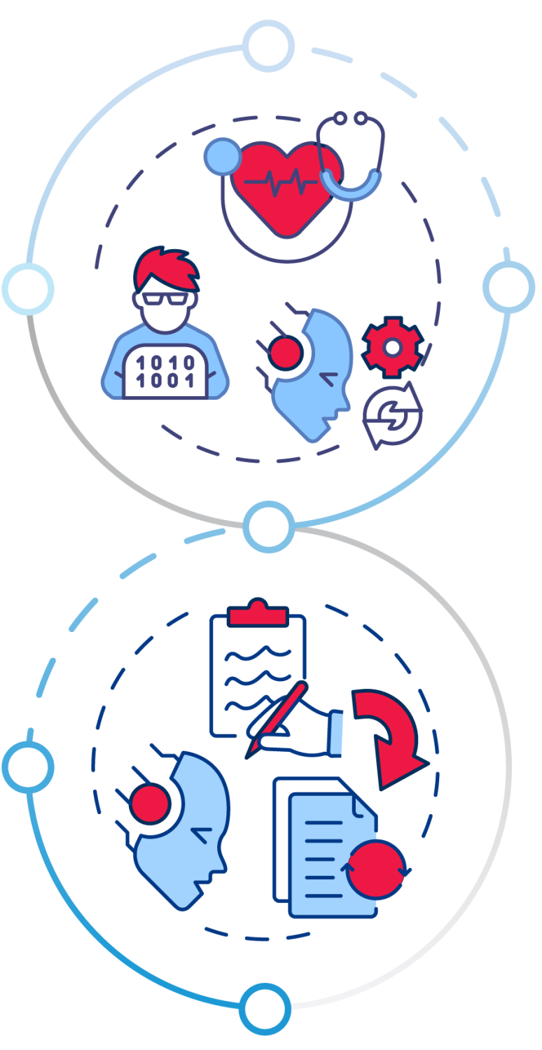 Illustration of connected business leader icons representing curated executive network