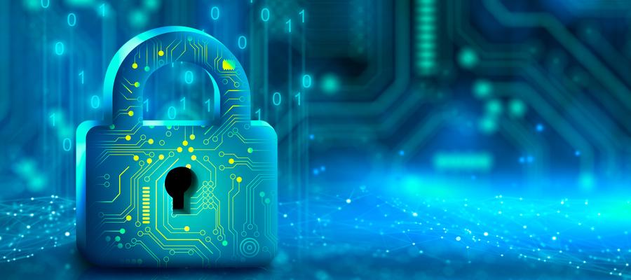 Cybersecurity with lock 
