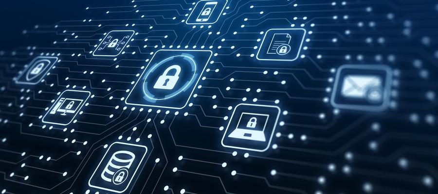 An abstract image of cybersecurity graphics.