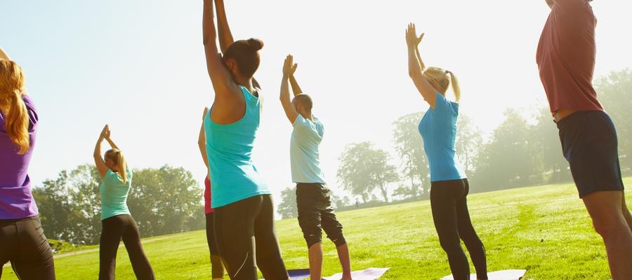 Outdoor stretching class