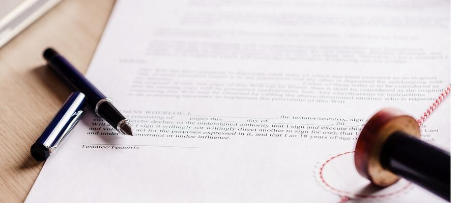 Document w/pen and stamp