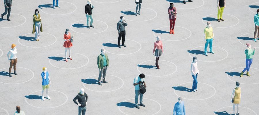 figures standing in a square